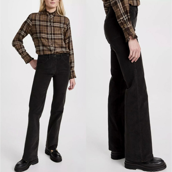 Nili Lotan Pants - NWT! Nili Lotan 6 Celia CORDUROY $375 High Rise Bootcut Pants Ribbed Jean Black